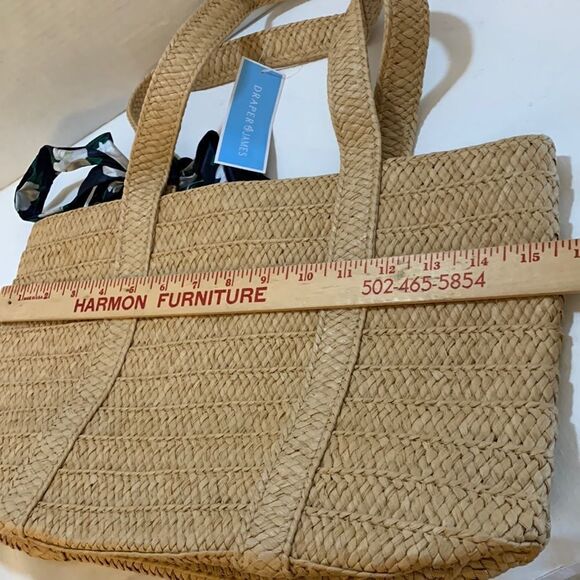 Draper James straw handbag with floral scarf - Picture 7 of 11